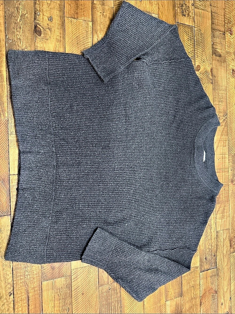 Aerie Ribbed Crew Neck Sweater Gray Size Small